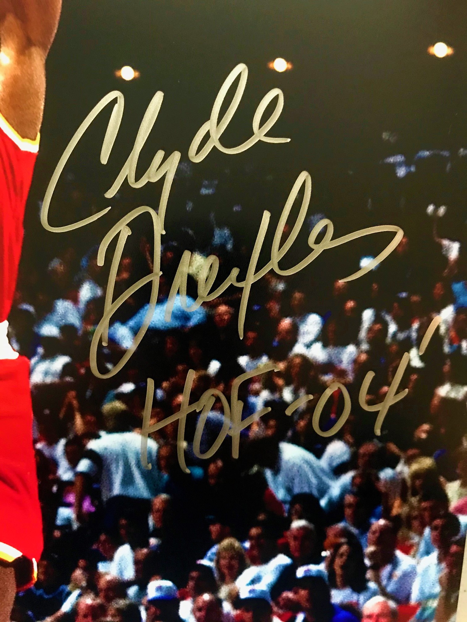 Clyde Drexler Autographed Houston Rockets 14x20 Photo Poster