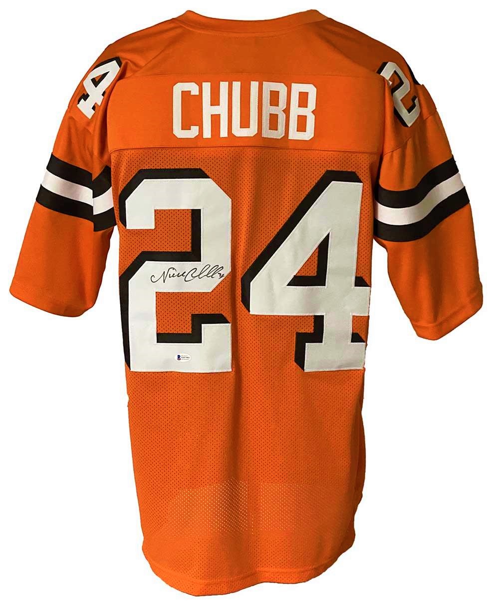 Cleveland Browns Nick Chubb Autographed Pro Style Orange Jersey BECKETT Authenticated ...
