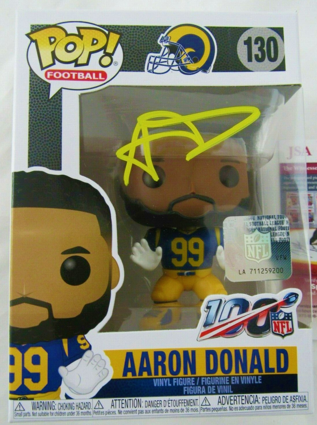 Los Angeles Rams Aaron Donald Signed Funko Pop JSA Authenticated