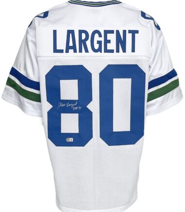 Seattle Seahawks Steve Largent Autographed White Pro Style Jersey "HOF 95 "BAS Authenticated