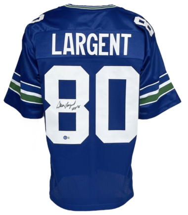 Seattle Seahawks Steve Largent Autographed Blue Pro Style Jersey "HOF 95 "BAS Authenticated