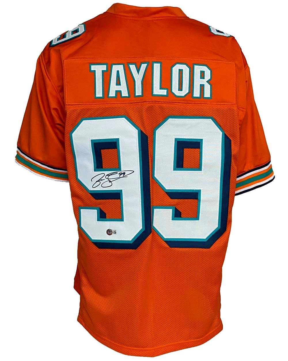 Miami Dolphins Jason Taylor Autographed Pro Style Orange Jersey