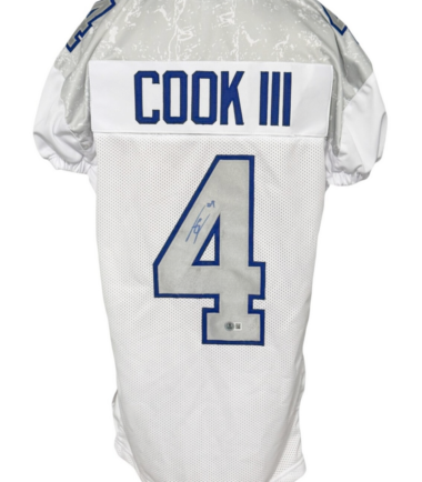 Buffalo James Cook Signed Pro Style Alternate White Custom Game Cut Jersey BAS Authenticated