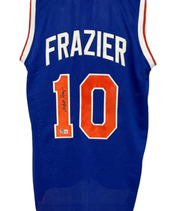 New York Walt Frazier Signed Pro Style Blue Jersey BAS Authenticated