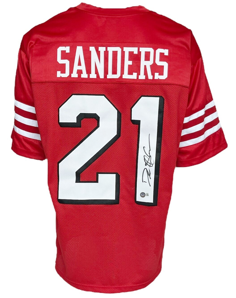 San Francisco 49ers Deion Sanders Autographed Pro Style Red Jersey BAS Authenticated Tennzone