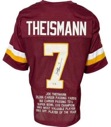 Washington Commanders Joe Theismann Autographed Pro Style Stat Jersey BAS Authenticated