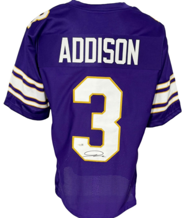 Minnesota Jordan Addison Autographed Pro Style Purple Jersey JSA Authenticated
