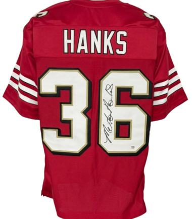 San Francisco 49ers Merton Hanks Autographed Pro Style Red Jersey PSA Authenticated