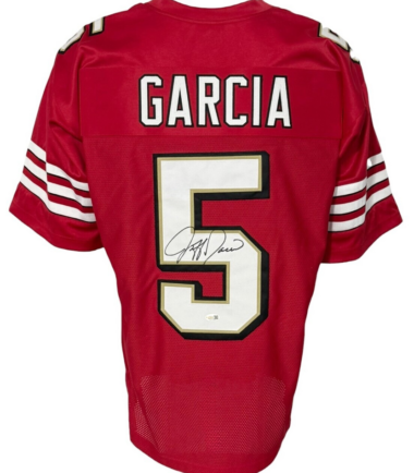 San Francisco 49ers Jeff Garcia Autographed Pro Style Red Jersey JSA Authenticated