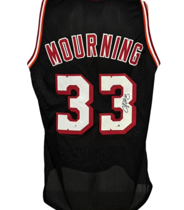Miami Heat Alonzo Mourning Autographed Pro Style Black Jersey JSA Authenticated