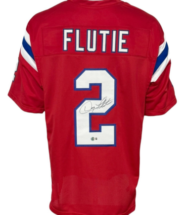 New England Patriots Doug Flutie Autographed Pro Style Red Jersey BAS Authenticated