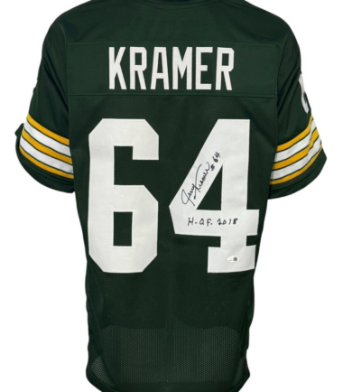 Green Bay Packers Jerry Kramer Autographed Pro Style Green Jersey JSA Authenticated