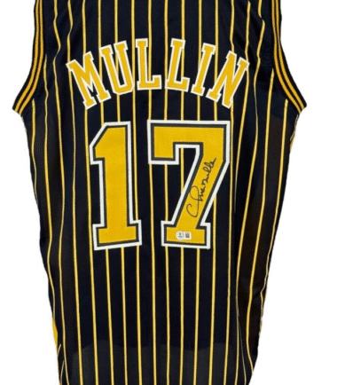 Indiana Pacers Chris Mullin Signed Pro Style Navy Blue Pinstripe Jersey BAS Authenticated 