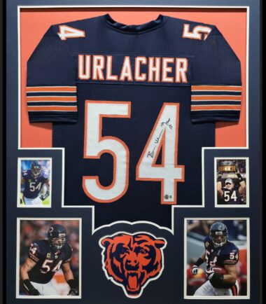 Framed Brian Urlacher Chicago Bears Pro Style Navy Blue Custom Jersey BAS Authenticated