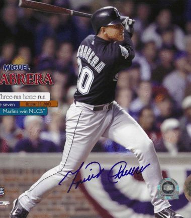 Florida Marlins Miguel Cabrera Autographed World Series 8x10 Photo MLB Authenticated