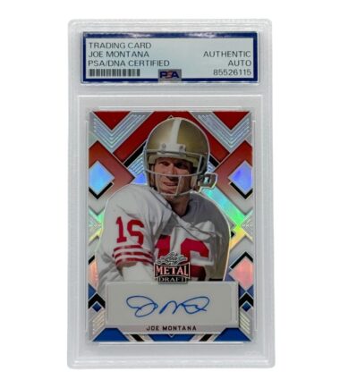 Joe Montana Autographed 2022 Leaf Metal Red White Blue Prismatic PSA Authenticated