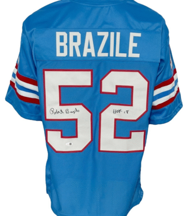 Houston Oilers Robert Brazile Autographed Pro Style Blue Jersey JSA Authenticated