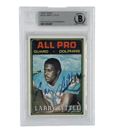 Larry Little Autographed 1974 Topps #123 Beckett Authenticated