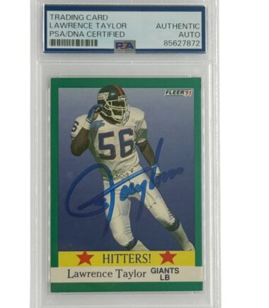 Lawrence Taylor Autographed 1991 Fleer Hitters #398 PSA Authenticated
