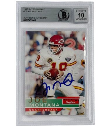 Joe Montana Autographed 1995 Sky Box Impact #72 Beckett Authenticated