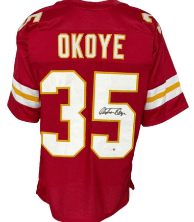 Kansas City Chiefs Christian Okoye Autographed Pro Style Red Jersey JSA Authenticated