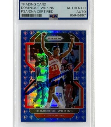 Dominique Wilkins Autographed 2021 Panini Blue Prizm PSA Authenticated