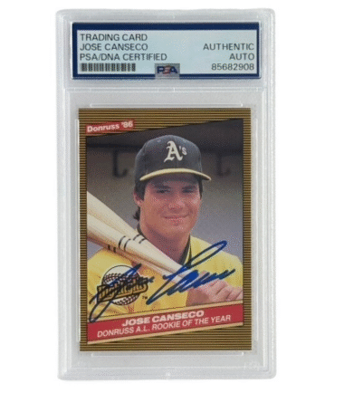 Jose Canseco Autographed 1986 Donruss Rookie Card #55 PSA Authenticated
