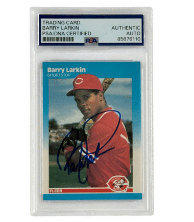 Barry Larkin Autographed 1987 Fleer Rookie Card #204 PSA Authenticated