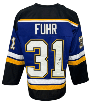 St. Louis Blues Grant Fuhr Autographed Pro Style Blue Jersey JSA Authenticated