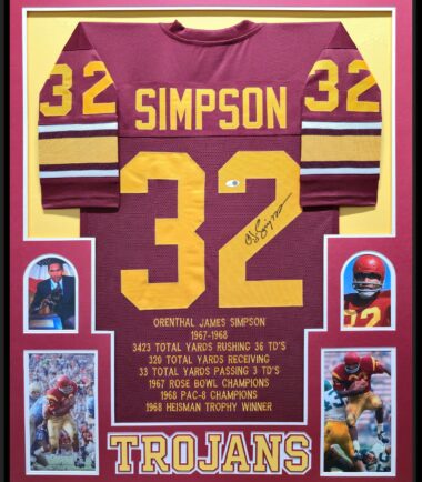 Framed O.J. Simpson USC Trojans Custom Stat Jersey JSA Authenticated