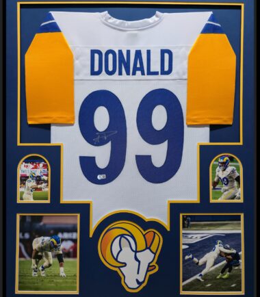 Framed Aaron Donald Los Angeles Rams Pro Style Custom White Jersey BAS Authenticated
