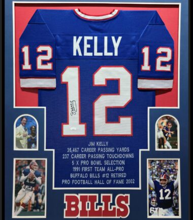 Framed Jim Kelly Buffalo Bills Pro Style Custom Stat Jersey JSA Authenticated