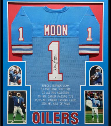 Framed Warren Moon Houston Oilers Pro Style Custom Stat Jersey BAS Authenticated