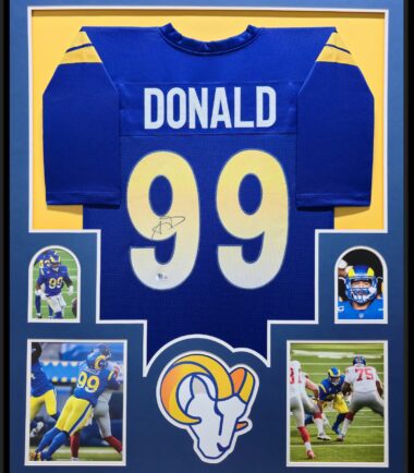 Framed Aaron Donald Los Angeles Rams Pro Style Custom Blue Jersey BAS Authenticated