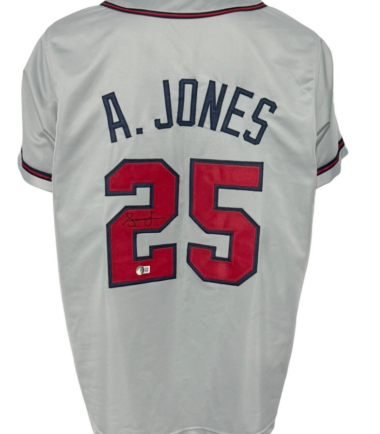 Atlanta Braves Andruw Jones Autographed Pro Style Grey Jersey BAS Authenticated