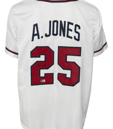 Atlanta Braves Andruw Jones Autographed Pro Style White Jersey BAS Authenticated