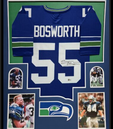 Framed Seattle Seahawks Brian Bosworth Signed Jersey BAS Authenticated