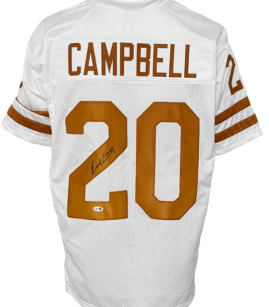 Texas Longhorns Earl Campbell Autographed College Style White Jersey JSA Authenticated