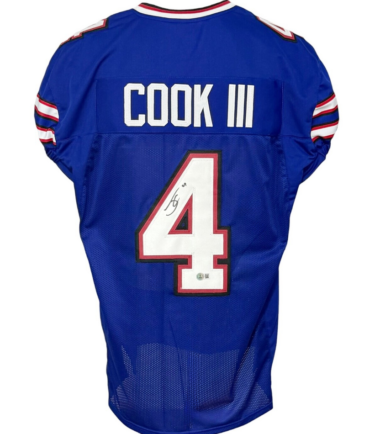 Buffalo Bills James Cook Signed Pro Style Blue Custom Game Cut Jersey BAS Authenticated