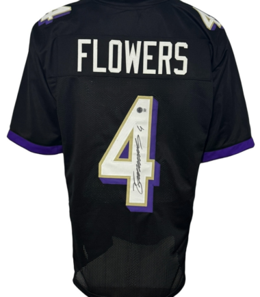 Baltimore Ravens Zay Flowers Autographed Pro Style Black Jersey BAS Authenticated