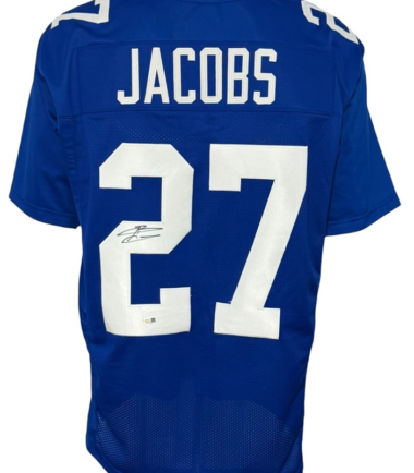 New York Giants Brandon Jacobs Autographed Pro Style Blue Jersey JSA Authenticated