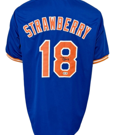 New York Mets Darryl Strawberry Autographed Pro Style Blue Jersey BAS Authenticated