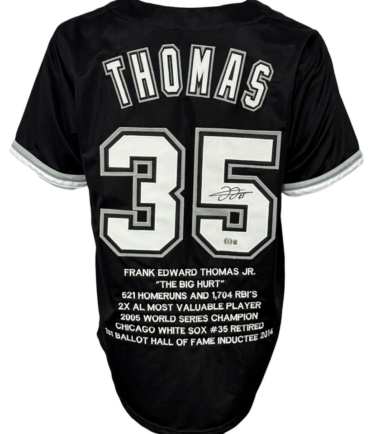 Chicago White Sox Frank Thomas Autographed Pro Style Black Stat Jersey BAS Authenticated