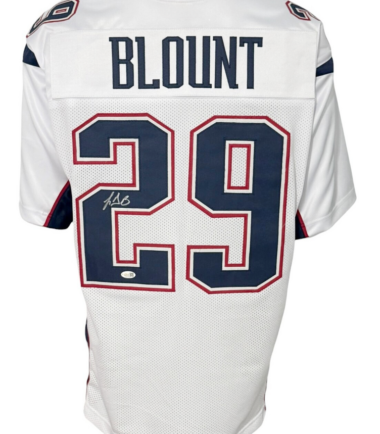 New England Patriots LeGarrette Blount Pro Style White Jersey JSA Authenticated