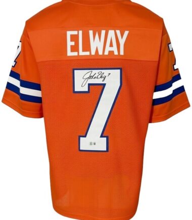 Denver Broncos John Elway Autographed Pro Style Orange Throwback Jersey BAS Authenticated