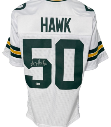 Green Bay Packers A.J. Hawk Autographed Pro Style White Jersey BAS Authenticated