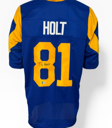 Los Angeles Rams Torry Holt Autographed Pro Style Blue Jersey BAS Authenticated