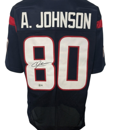 Houston Texans Andre Johnson Autographed Pro Style Blue Custom Jersey BAS Authenticated