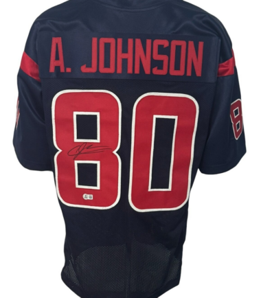 Houston Texans Andre Johnson Autographed Pro Style Blue Color Rush Custom Jersey BAS Authenticated