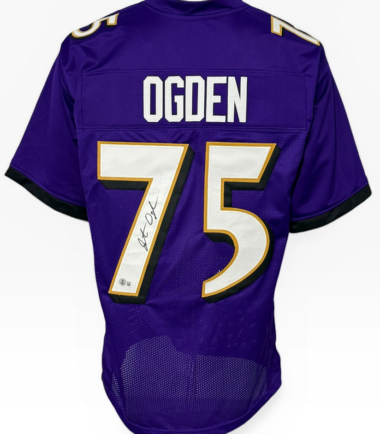 Baltimore Ravens Jonathan Ogden Autographed Pro Style Purple Jersey BAS Authenticated